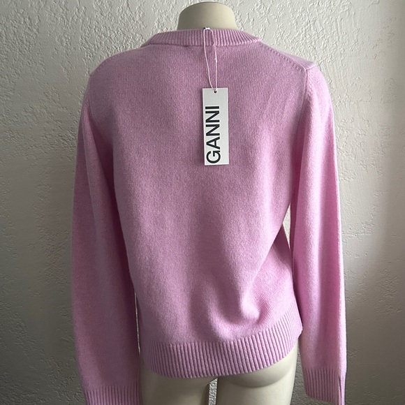 Ganni MED Pink Graphic Dog preppy Sweater NWT - Picture 12 of 16